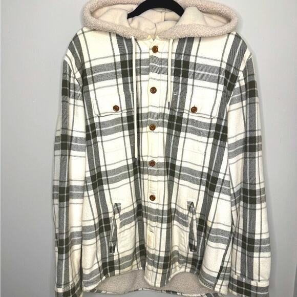 Express Other - Express Sherpa Lined Plaid cabincore Hoody Jacket Shacket Size L